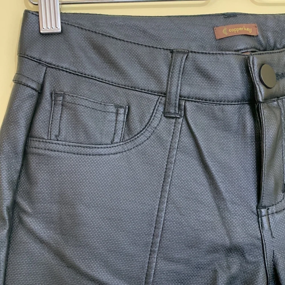 Copper Key | Black Faux Leather Bikercore Moto Pants (15” Waist x 31” Inseam)